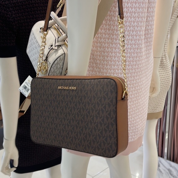 Michael Kors Jet Set Item Large East West Zip Crossbody Brown - Picture 7 of 12